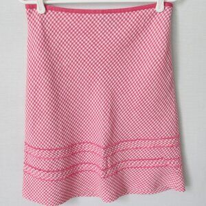 LOFT Petites pink gingham linen A-line knee length skirt *Sz 8P*